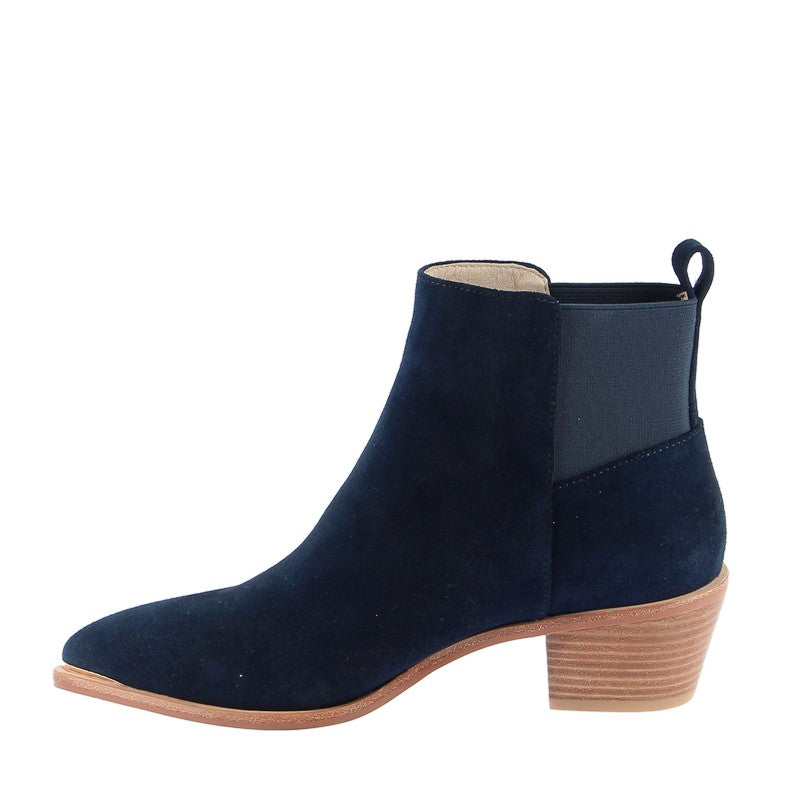 Nude Reese Navy Suede Heeled Ankle Boot