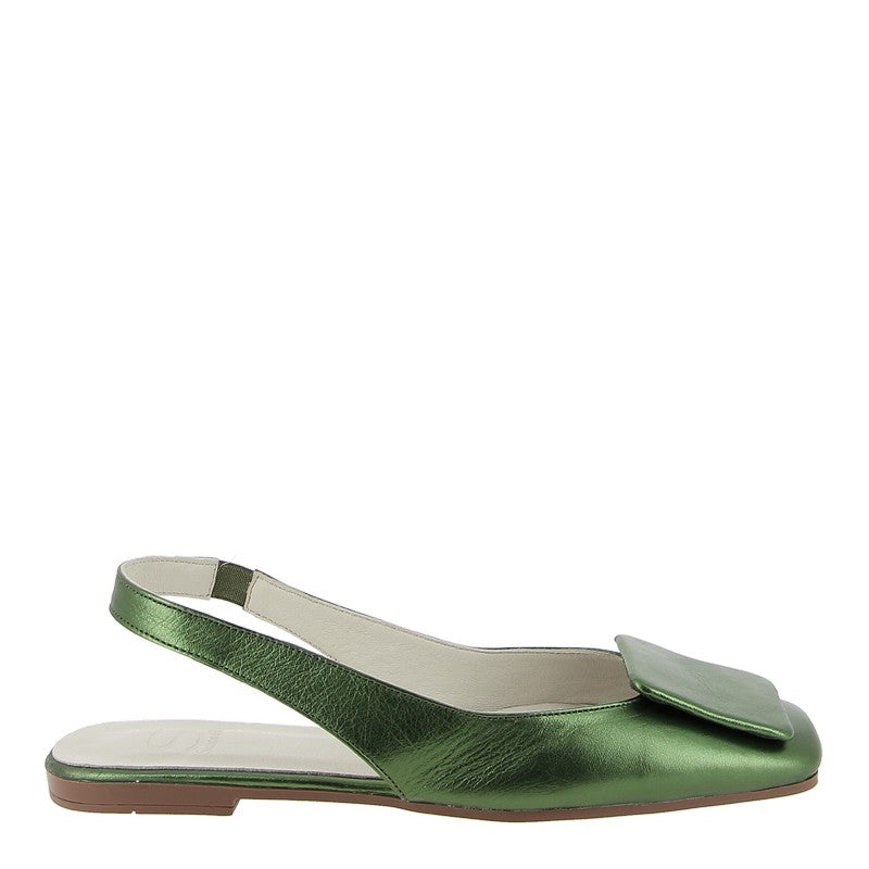 Sempre Di 97578 Green Metallic Slingback Sandal